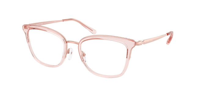 Michael Kors COCONUT GROVE MK3032 Square Eyeglasses  3417-Rose Gold/Pink Transparent 51-140-19 - Color Map Gold