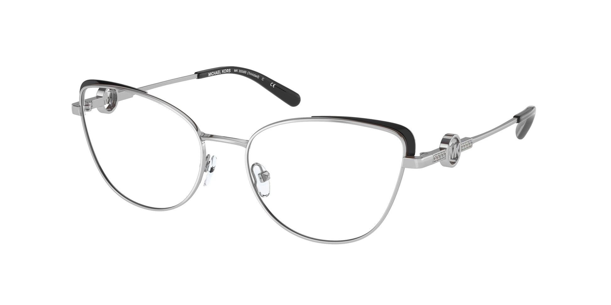 Michael Kors TRINIDAD MK3058B Cat Eye Eyeglasses  1153-Silver 54-140-17 - Color Map Silver