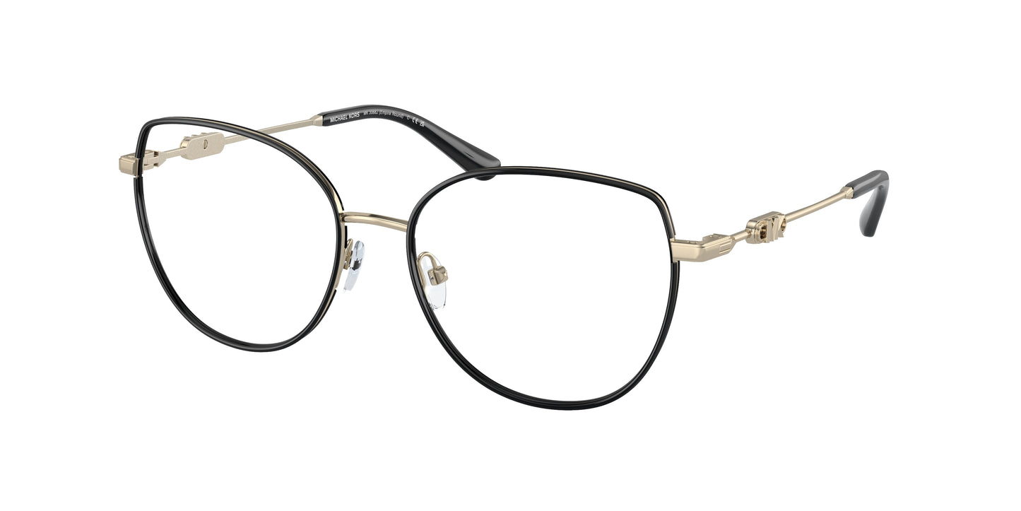 Michael Kors EMPIRE ROUND MK3066J Irregular Eyeglasses  1014-Light Gold/Black 53-140-17 - Color Map Gold