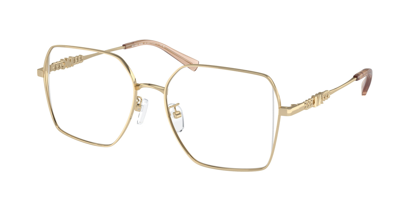 Michael Kors YUNAN MK3082D Square Eyeglasses  1014-Shiny Light Gold 55-145-17 - Color Map Gold