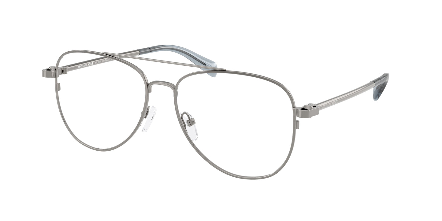 Michael Kors SãO PAULO MK3089 Pilot Eyeglasses  1002-Shiny Gunmetal 56-140-15 - Color Map Grey
