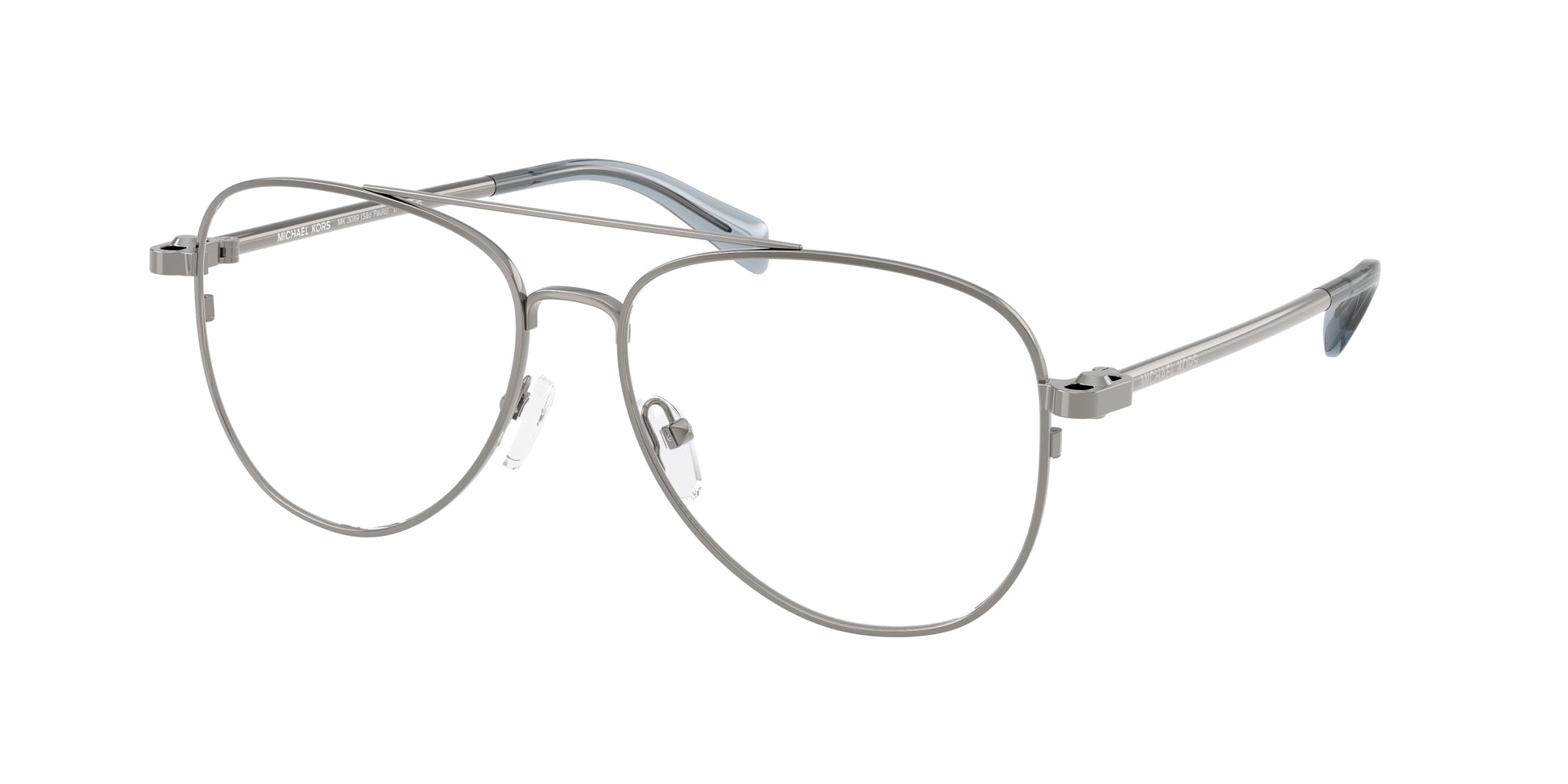 Michael Kors SãO PAULO MK3089 Pilot Eyeglasses  1002-Shiny Gunmetal 56-140-15 - Color Map Grey