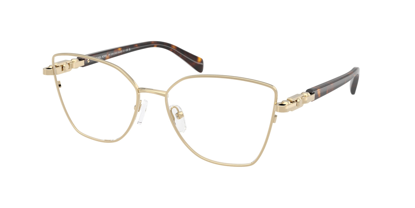 Michael Kors NIKKI BEACH MK3090 Butterfly Eyeglasses  1014-Light Gold Shiny 55-140-16 - Color Map Gold