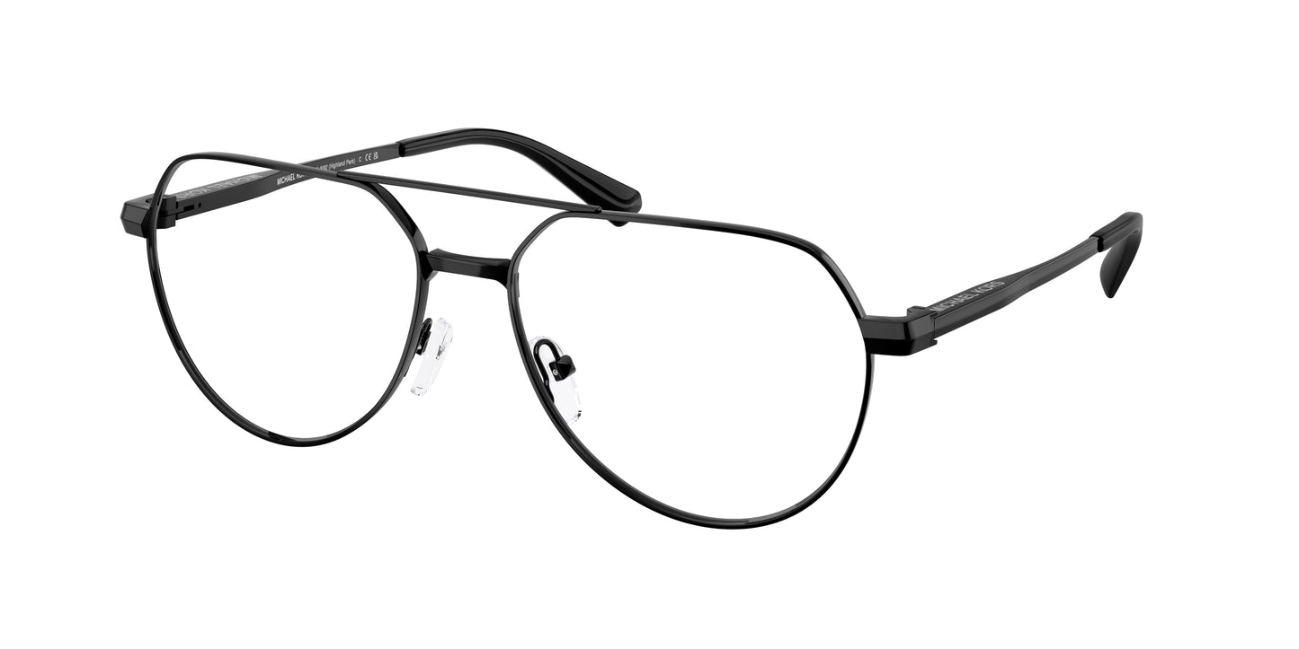 Michael Kors HIGHLAND PARK MK3092 Pilot Eyeglasses  1005-Black Shiny 57-145-16 - Color Map Black