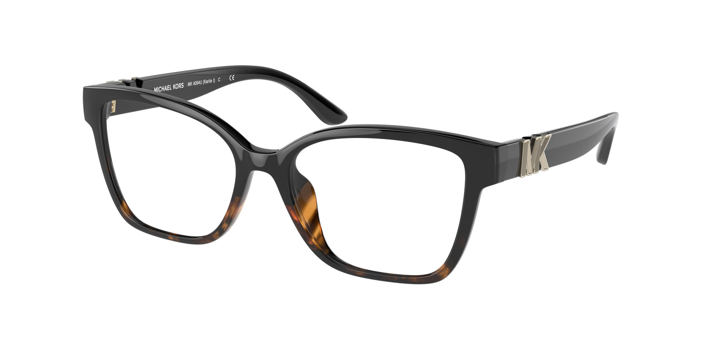 Michael Kors KARLIE I MK4094U Square Eyeglasses  3912-Black/Dark Tortoise 55-140-16 - Color Map Black