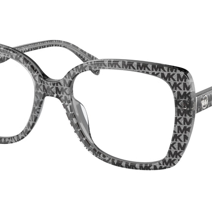 Michael Kors PERTH MK4104U Square Eyeglasses  3958-Black Mk Logo Glitter 53-140-18 - Color Map Black