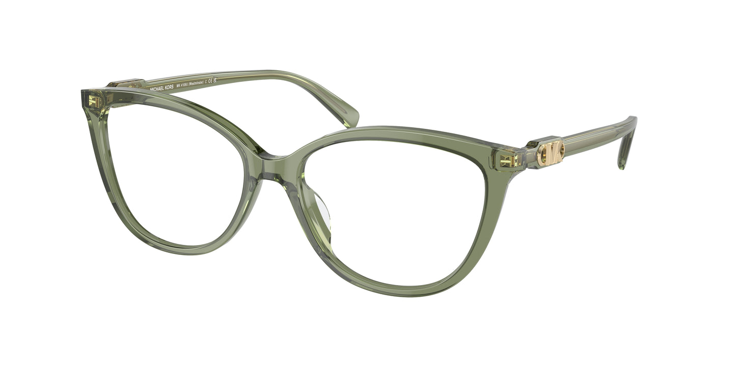 Michael Kors WESTMINSTER MK4109U Cat Eye Eyeglasses  3944-Green Transparent 54-140-16 - Color Map Green