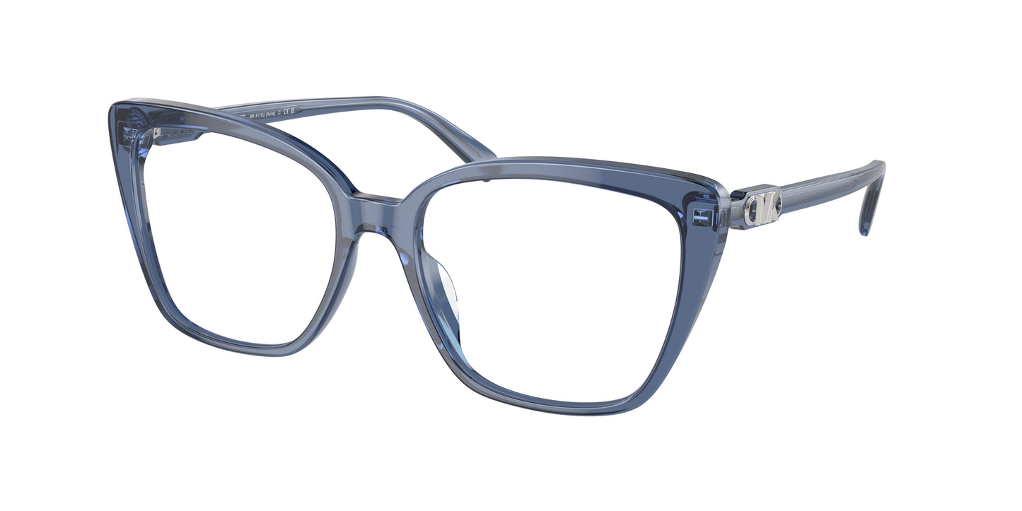 Michael Kors AVILA MK4110U Square Eyeglasses  3956-Blue Transparent 53-140-17 - Color Map Blue