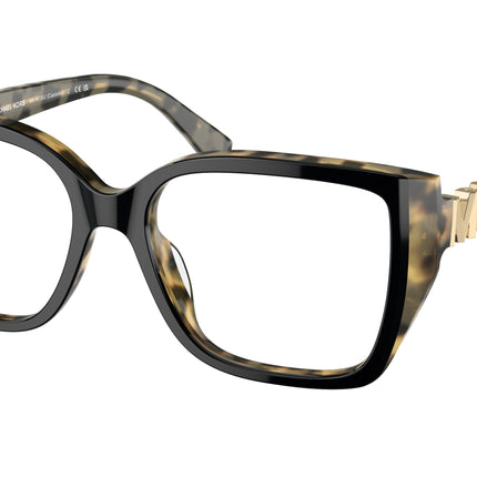 Michael Kors CASTELLO MK4115U Square Eyeglasses  3950-Black/Amber Tortoise 56-140-17 - Color Map Black