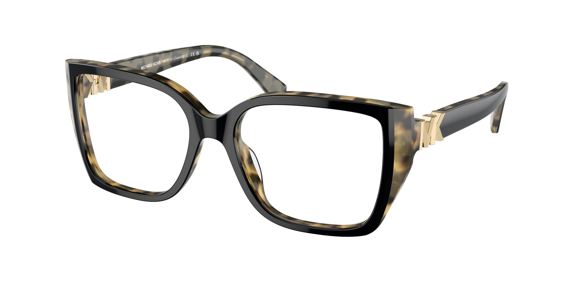 Michael Kors CASTELLO MK4115U Square Eyeglasses  3950-Black/Amber Tortoise 56-140-17 - Color Map Black
