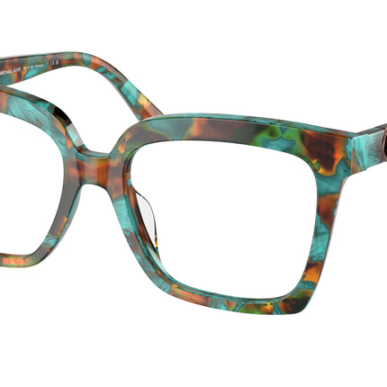 Michael Kors NASSAU MK4119U Square Eyeglasses  4000-Teal Graphic Tortoise 53-140-17 - Color Map Green