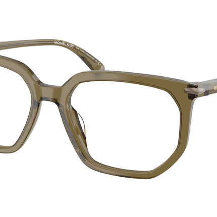 Michael Kors SEQUOIA MK4158U Irregular Eyeglasses  4012-Olive Transparent 55-145-18 - Color Map Green