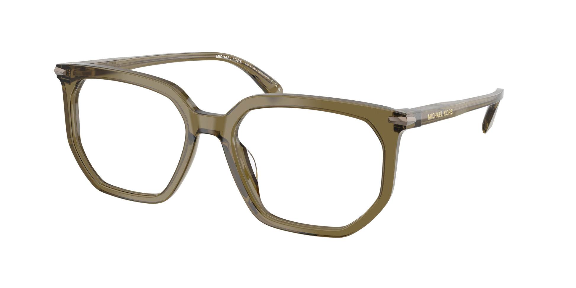 Michael Kors SEQUOIA MK4158U Irregular Eyeglasses  4012-Olive Transparent 55-145-18 - Color Map Green