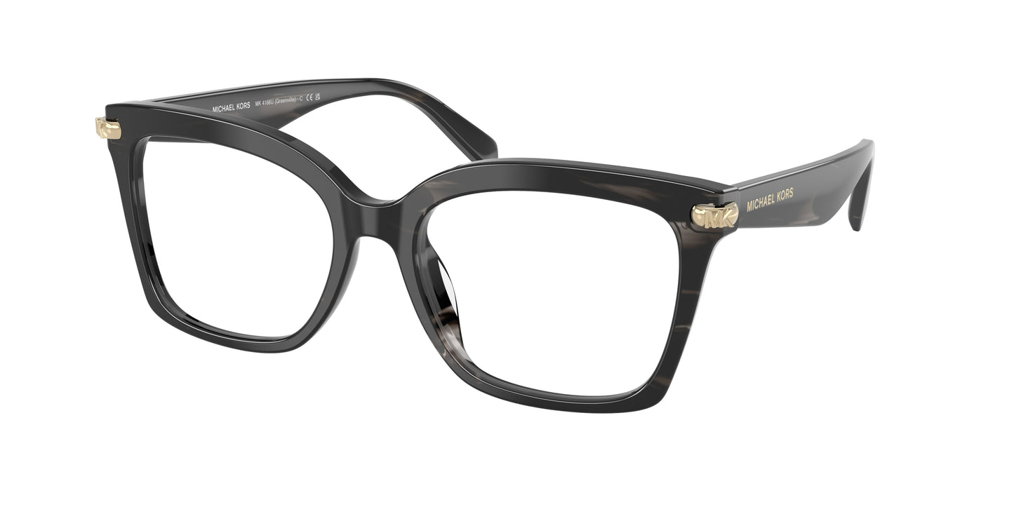 Michael Kors GREENVILLE MK4166U Square Eyeglasses  4034-Black Horn 55-140-18 - Color Map Black