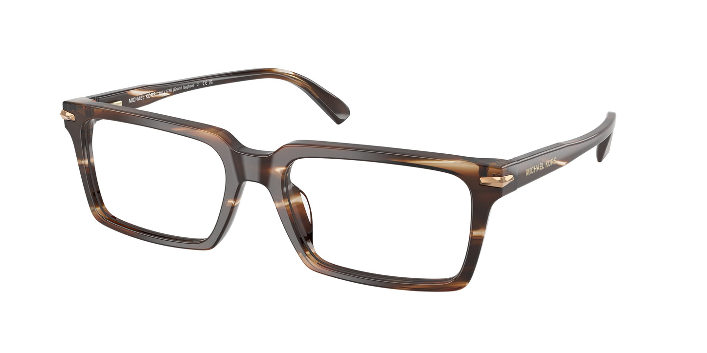 Michael Kors GRAND TARGHEE MK4173U Rectangle Eyeglasses  4039-Brown Horn 56-145-18 - Color Map Brown