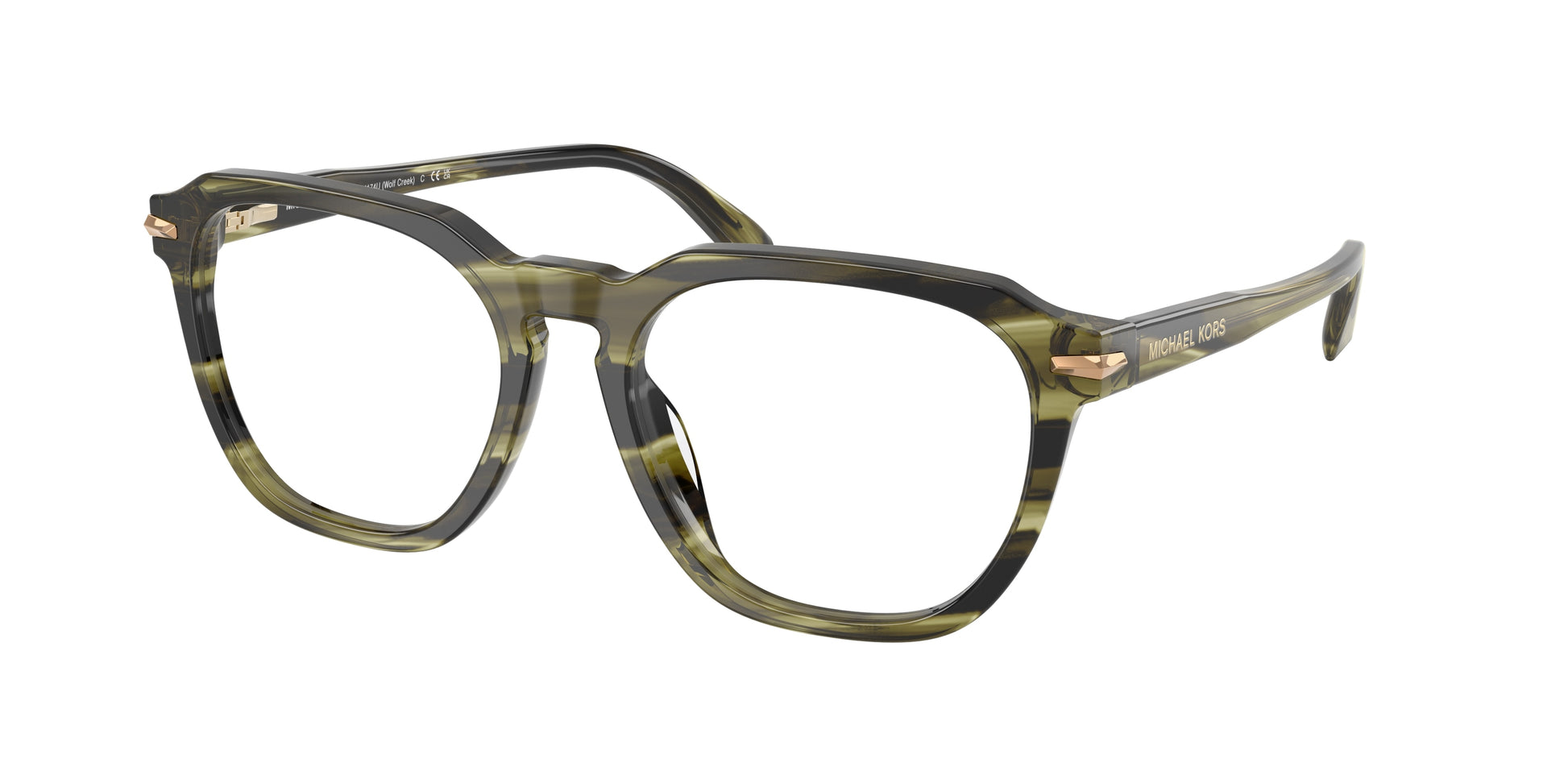 Michael Kors WOLF CREEK MK4174U Square Eyeglasses  4040-Olive Horn 54-145-18 - Color Map Green