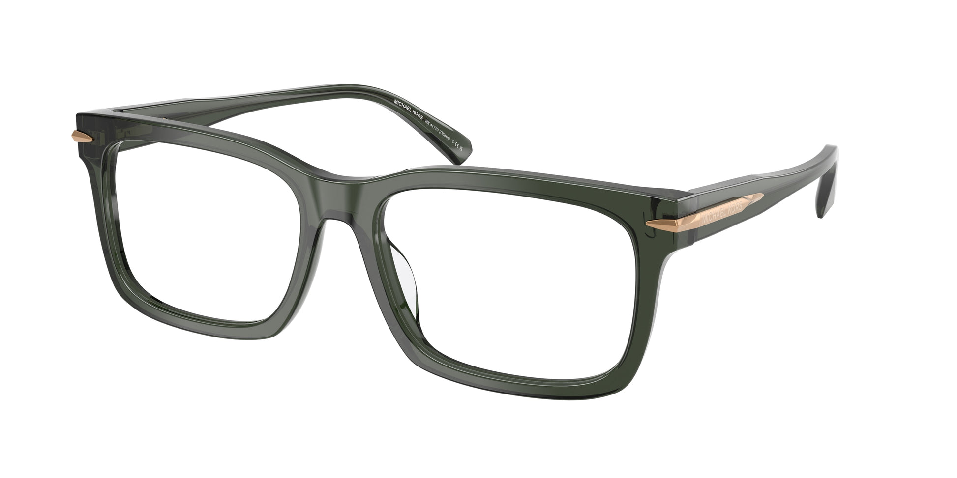 Michael Kors OTTAWA MK4177U Rectangle Eyeglasses  3961-Green Transparent 55-145-17 - Color Map Green