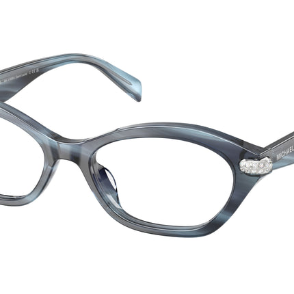 Michael Kors SAINT LUCIA MK4186BU Oval Eyeglasses  4054-Denim Horn 52-140-17 - Color Map Blue