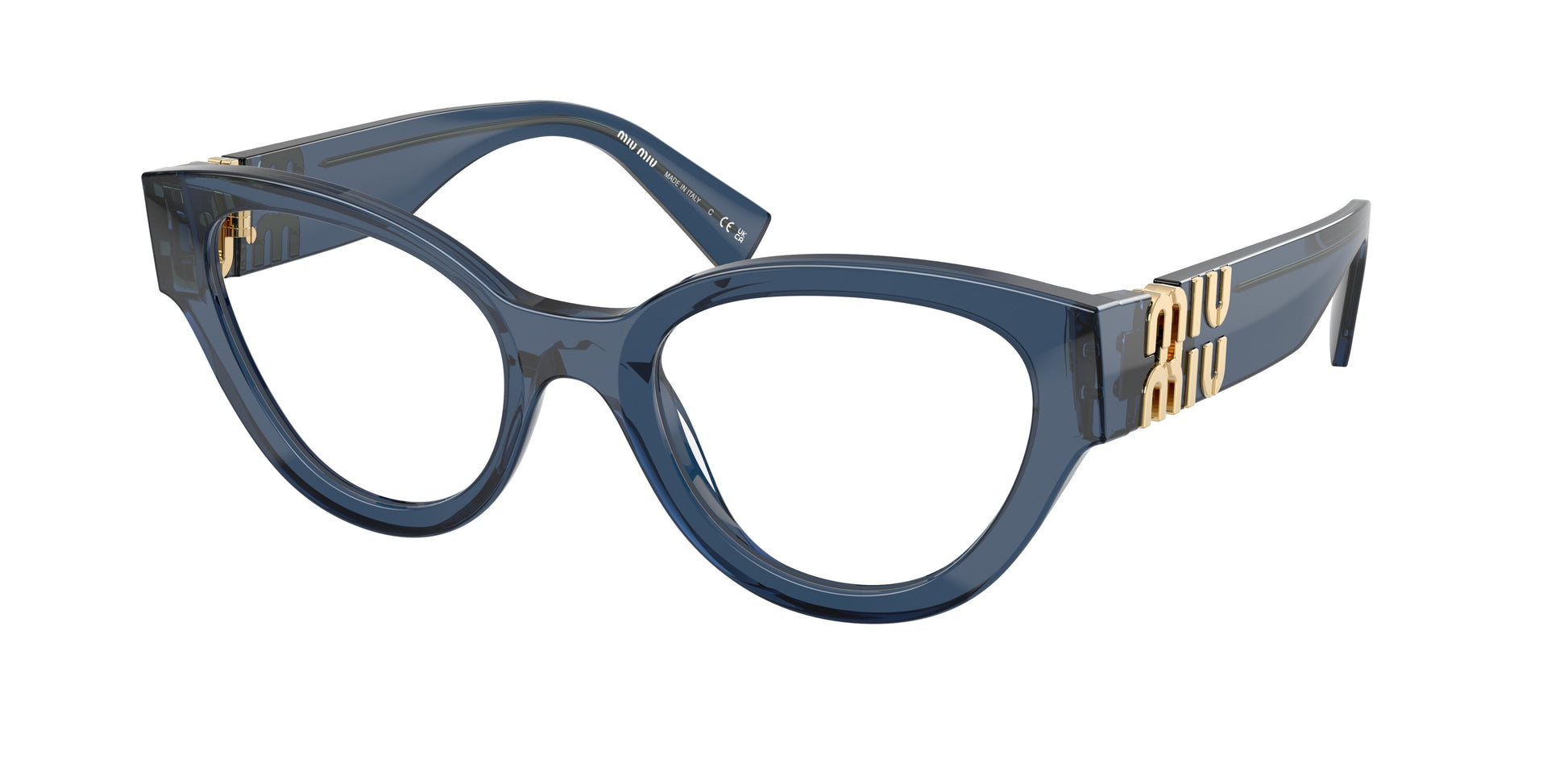 Miu Miu MU01VV Phantos Eyeglasses  08Q1O1-Blue Transparent 52-135-21 - Color Map Blue