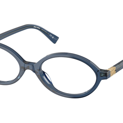 Miu Miu MU01XV Oval Eyeglasses  08Q1O1-Blue Crystal 50-140-18 - Color Map Blue