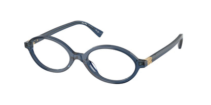 Miu Miu MU01XV Oval Eyeglasses  08Q1O1-Blue Crystal 50-140-18 - Color Map Blue