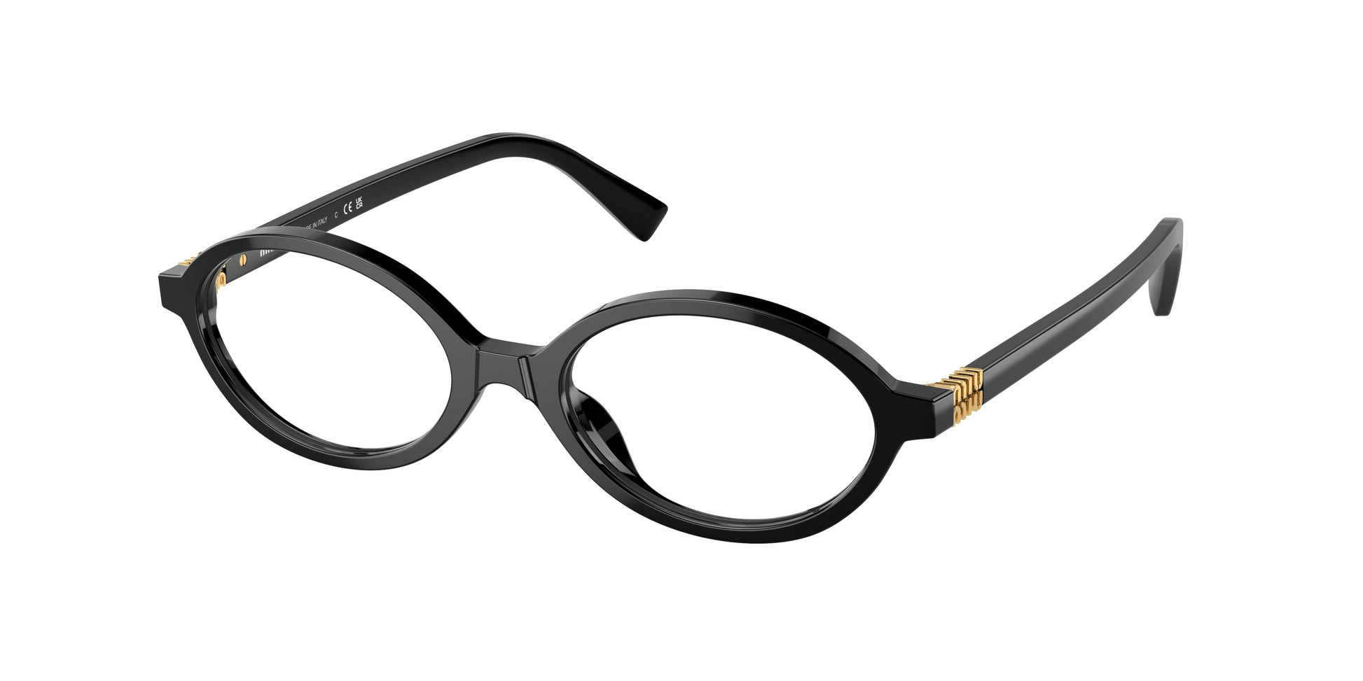 Miu Miu MU01XV Oval Eyeglasses  1AB1O1-Black 50-140-18 - Color Map Black