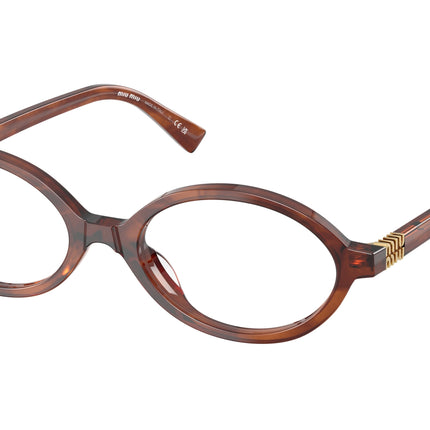 Miu Miu MU01XV Oval Eyeglasses  26E1O1-Striped Tobacco 50-140-18 - Color Map Brown