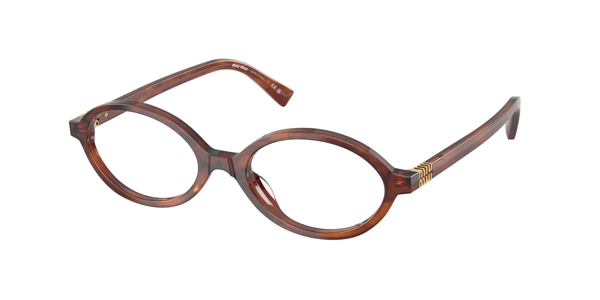 Miu Miu MU01XV Oval Eyeglasses  26E1O1-Striped Tobacco 50-140-18 - Color Map Brown