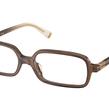 Miu Miu MU01YV Rectangle Eyeglasses  23H1O1-Brown Transparent 53-140-16 - Color Map Brown