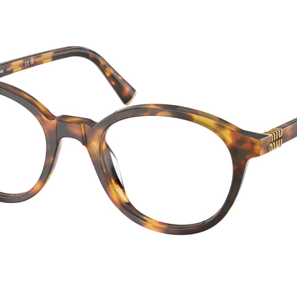 Miu Miu MU02WV Round Eyeglasses  14L1O1-Honey Havana 50-140-20 - Color Map Tortoise