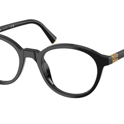 Miu Miu MU02WV Round Eyeglasses  16K1O1-Black 50-140-20 - Color Map Black
