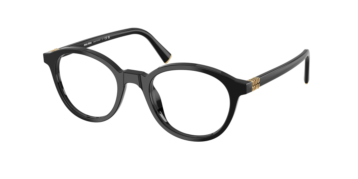 Miu Miu MU02WV Round Eyeglasses  16K1O1-Black 50-140-20 - Color Map Black