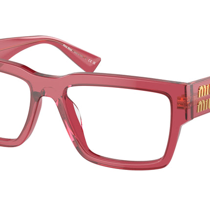 Miu Miu MU02XV Rectangle Eyeglasses  15Q1O1-Bordeaux Trasparent 54-140-17 - Color Map Red