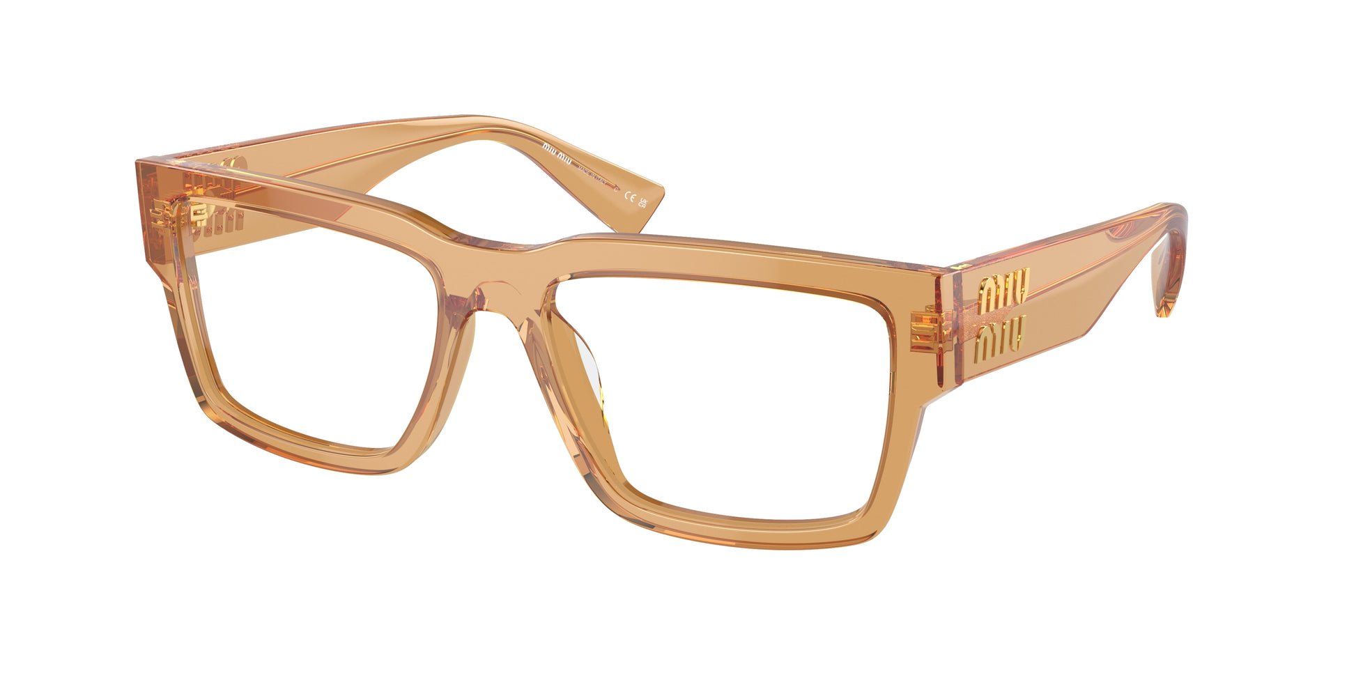 Miu Miu MU02XV Rectangle Eyeglasses  16Q1O1-Medlar Transparent 54-140-17 - Color Map Yellow