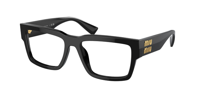 Miu Miu MU02XV Rectangle Eyeglasses  1AB1O1-Black 54-140-17 - Color Map Black