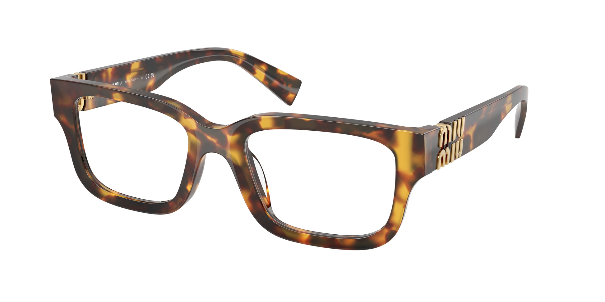 Miu Miu MU02YV Rectangle Eyeglasses  14L1O1-Havana Honey 53-140-20 - Color Map Tortoise