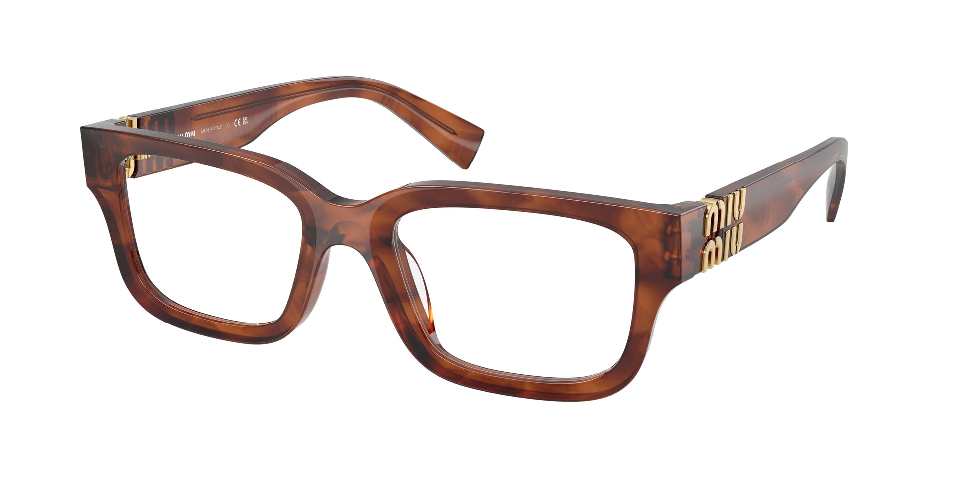 Miu Miu MU02YV Rectangle Eyeglasses  26E1O1-Striped Tobacco 53-140-20 - Color Map Brown