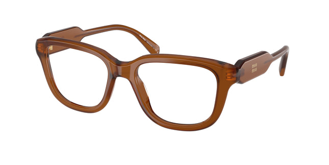 Miu Miu MU02ZV Rectangle Eyeglasses  22I1O1-Opal Brown 53-140-18 - Color Map Brown