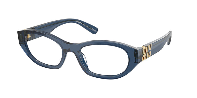 Miu Miu MU03WV Irregular Eyeglasses  08Q1O1-Crystal Blue 53-140-19 - Color Map Blue