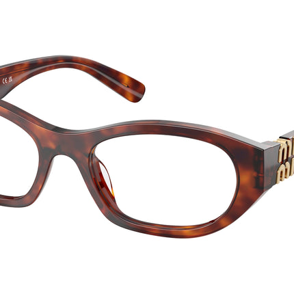 Miu Miu MU03WV Irregular Eyeglasses  21C1O1-Havana Mahogany 53-140-19 - Color Map Tortoise