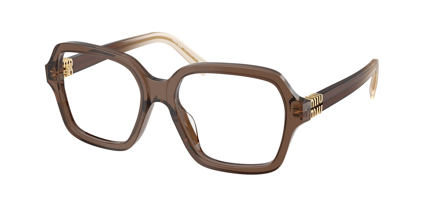 Miu Miu MU03YVF Square Eyeglasses  23H1O1-Brown Transparent 54-140-16 - Color Map Brown