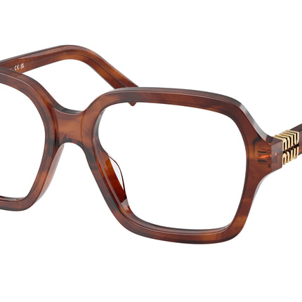 Miu Miu MU03YVF Square Eyeglasses  26E1O1-Striped Tobacco 54-140-16 - Color Map Brown