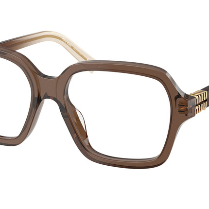 Miu Miu MU03YV Square Eyeglasses  23H1O1-Brown Transparent 54-140-17 - Color Map Brown