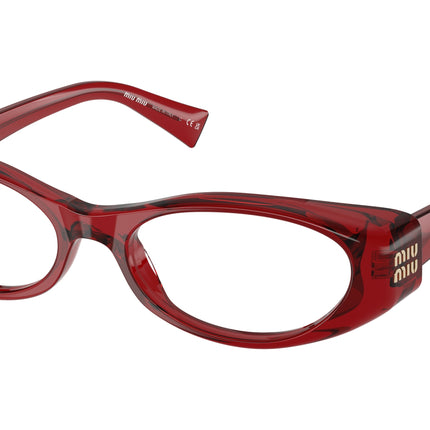 Miu Miu MU03ZVF Oval Eyeglasses  25M1O1-Transparent Red 55-140-18 - Color Map Red
