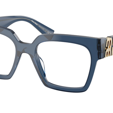 Miu Miu MU04UV Square Eyeglasses  08Q1O1-Blue Transparent 52-135-19 - Color Map Blue