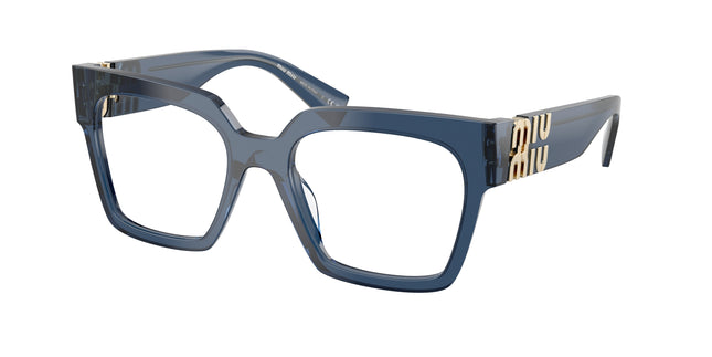Miu Miu MU04UV Square Eyeglasses  08Q1O1-Blue Transparent 52-135-19 - Color Map Blue