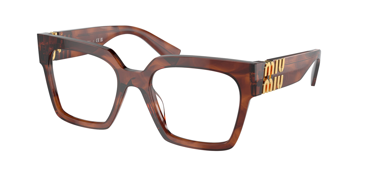 Miu Miu MU04UV Square Eyeglasses  11Q1O1-Stripped Tobacco 52-135-19 - Color Map Brown