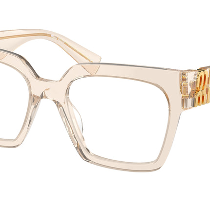 Miu Miu MU04UV Square Eyeglasses  11T1O1-Sand Transparent 52-135-19 - Color Map Brown