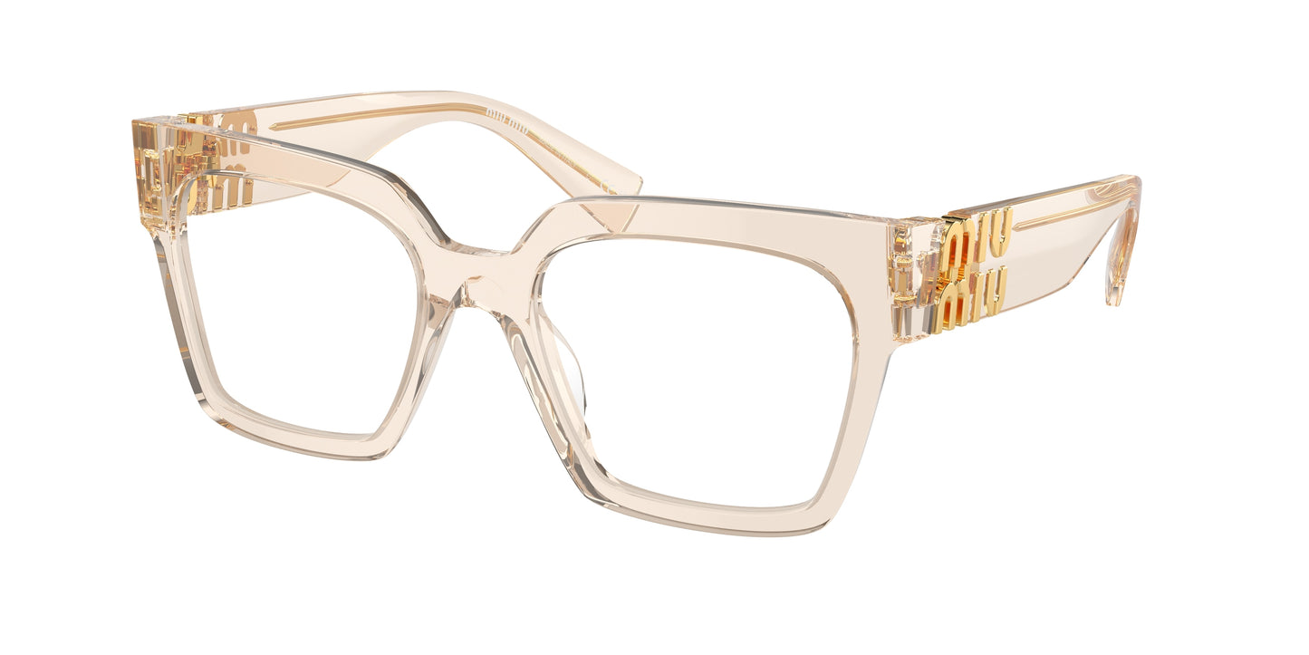 Miu Miu MU04UV Square Eyeglasses  11T1O1-Sand Transparent 52-135-19 - Color Map Brown