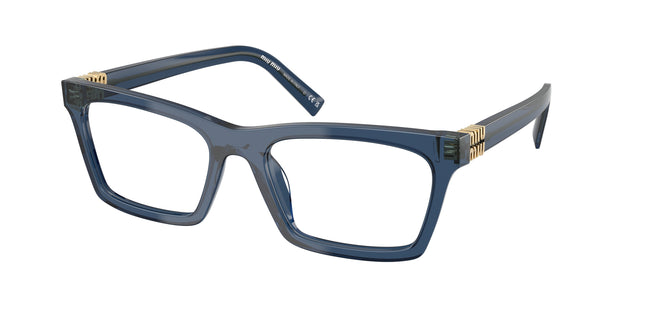 Miu Miu MU04WV Rectangle Eyeglasses  08Q101-Blue Transparent 55-140-19 - Color Map Blue